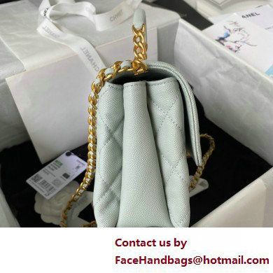 Chanel Grained Calfskin  &  Gold-Tone Metal Small Flap Bag with Top Handle AS4008 Light Green 2025